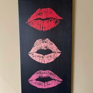 Lip Art Canvas with Red and Pink Lips